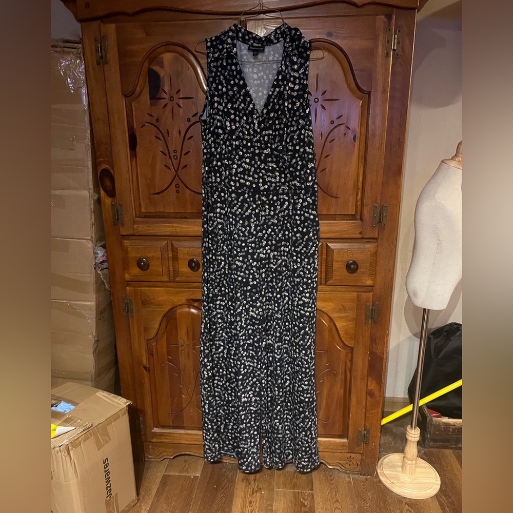 Nina Leonard Black and White Maxi Dress